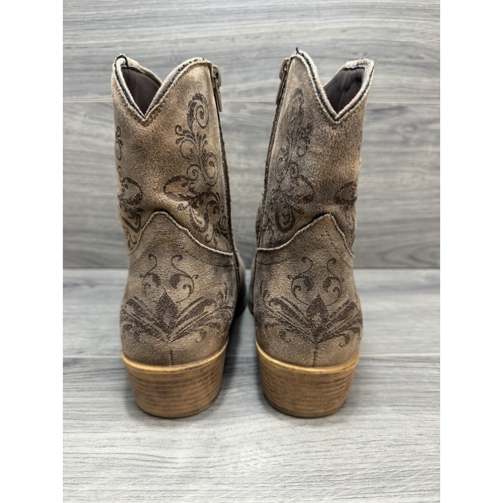 Roper Womens Cognac Faux Leather Short Stuff Cowboy Boots Size 9 Outdoor Travel - Picture 3 of 11